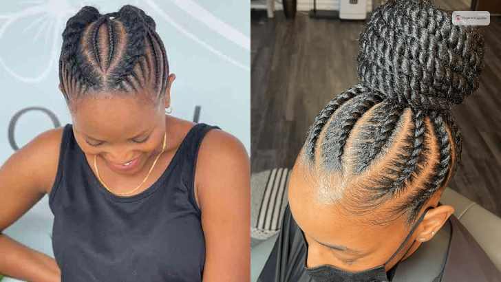 Flat Twists And Cornrows Ponytail